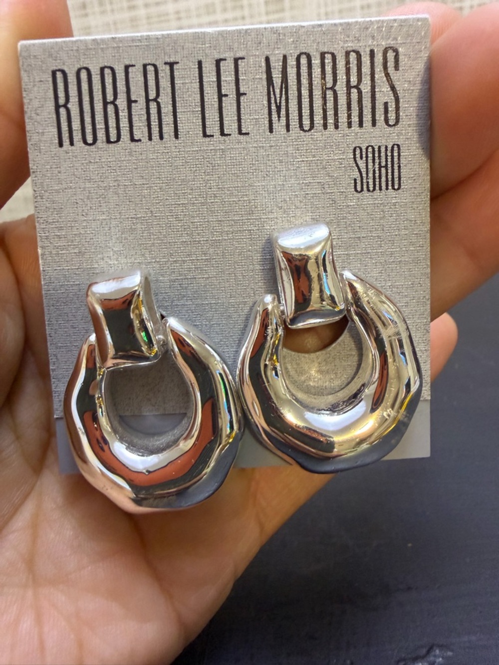 Robert Lee Morris Silver-Tone Clip Earrings with Cream Accents